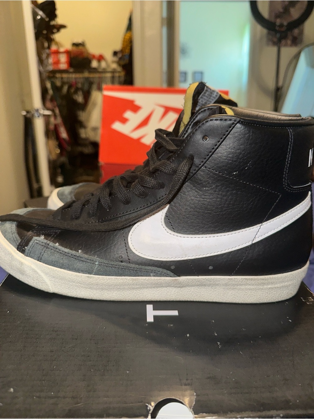 Nike Black & White High-Top Sneakers with Cream Midsole